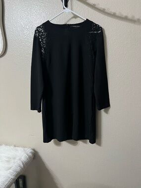 Cynthia Steffe Black Lace-Shoulder Dress Sz-10